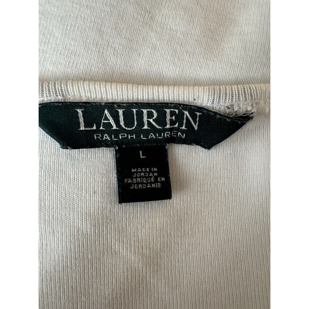 Lauren by Ralph Lauren Woman’s White T-shirt Cotton Size L - Picture 6 of 7
